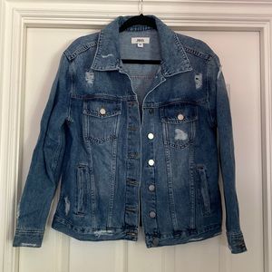 Just Black Denim Distressed Oversized Denim Jacket. size M